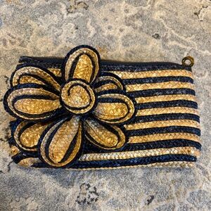 Mud PieNavy and Tan Woven Clutch